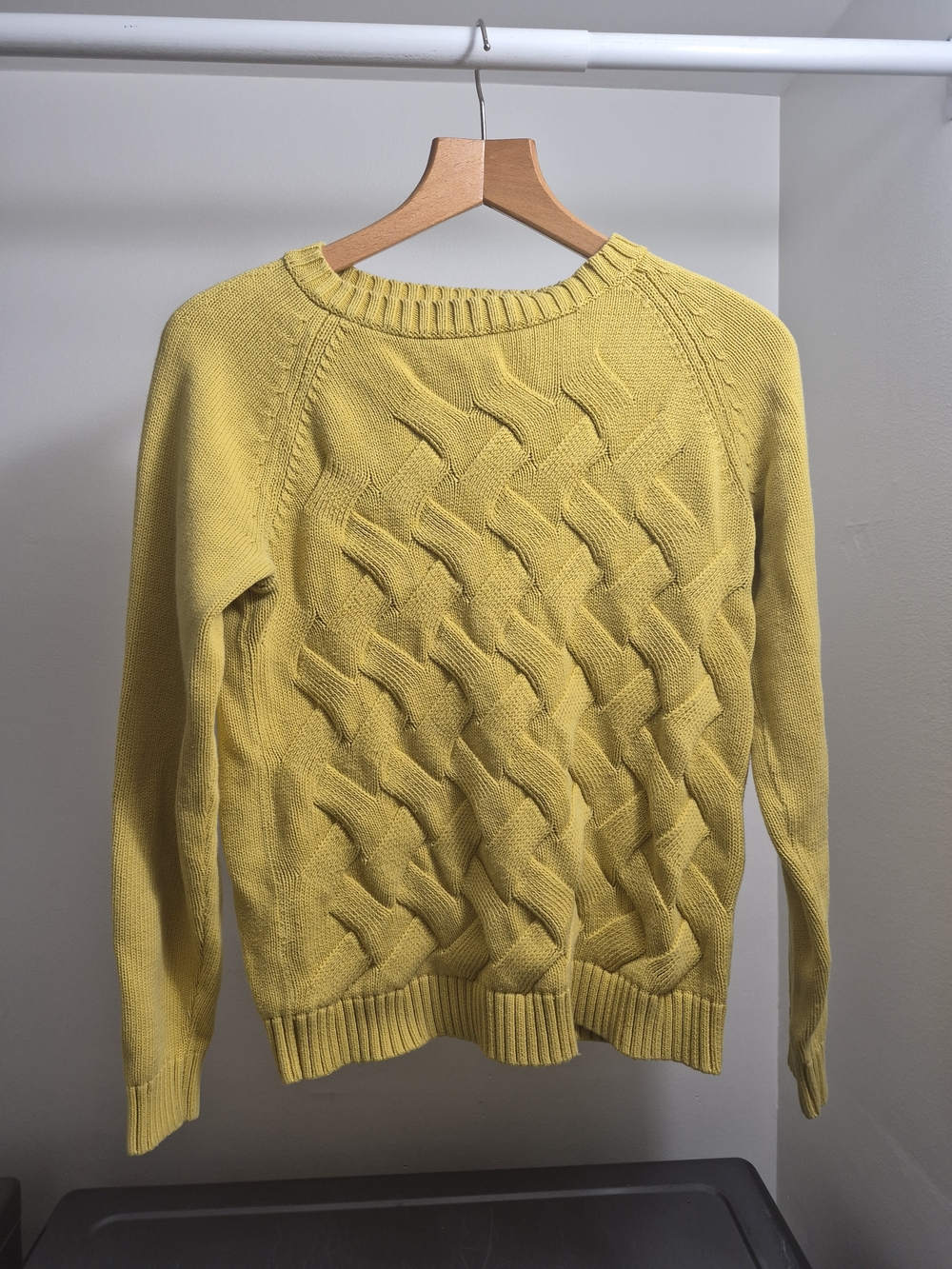 Lands' End Yellow Cable Knit Pullover Sweater
